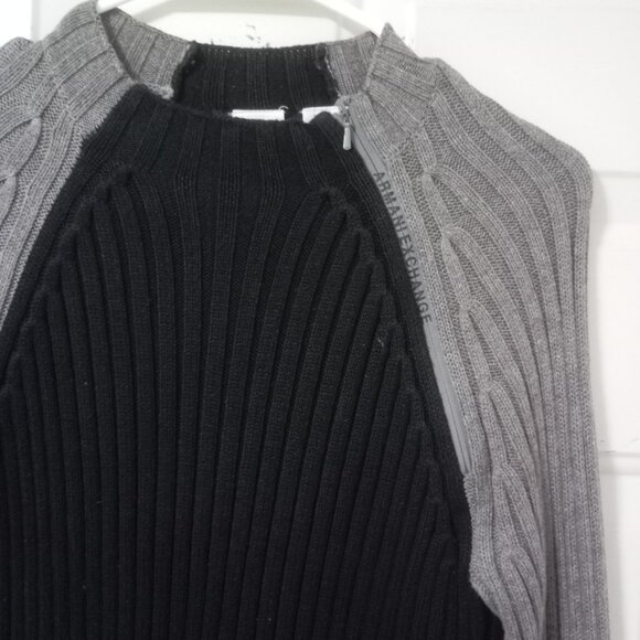 A|X Armani Exchange Trademark  Cotton Blend Men's Black And Gray Sweater. Size S - Picture 4 of 11